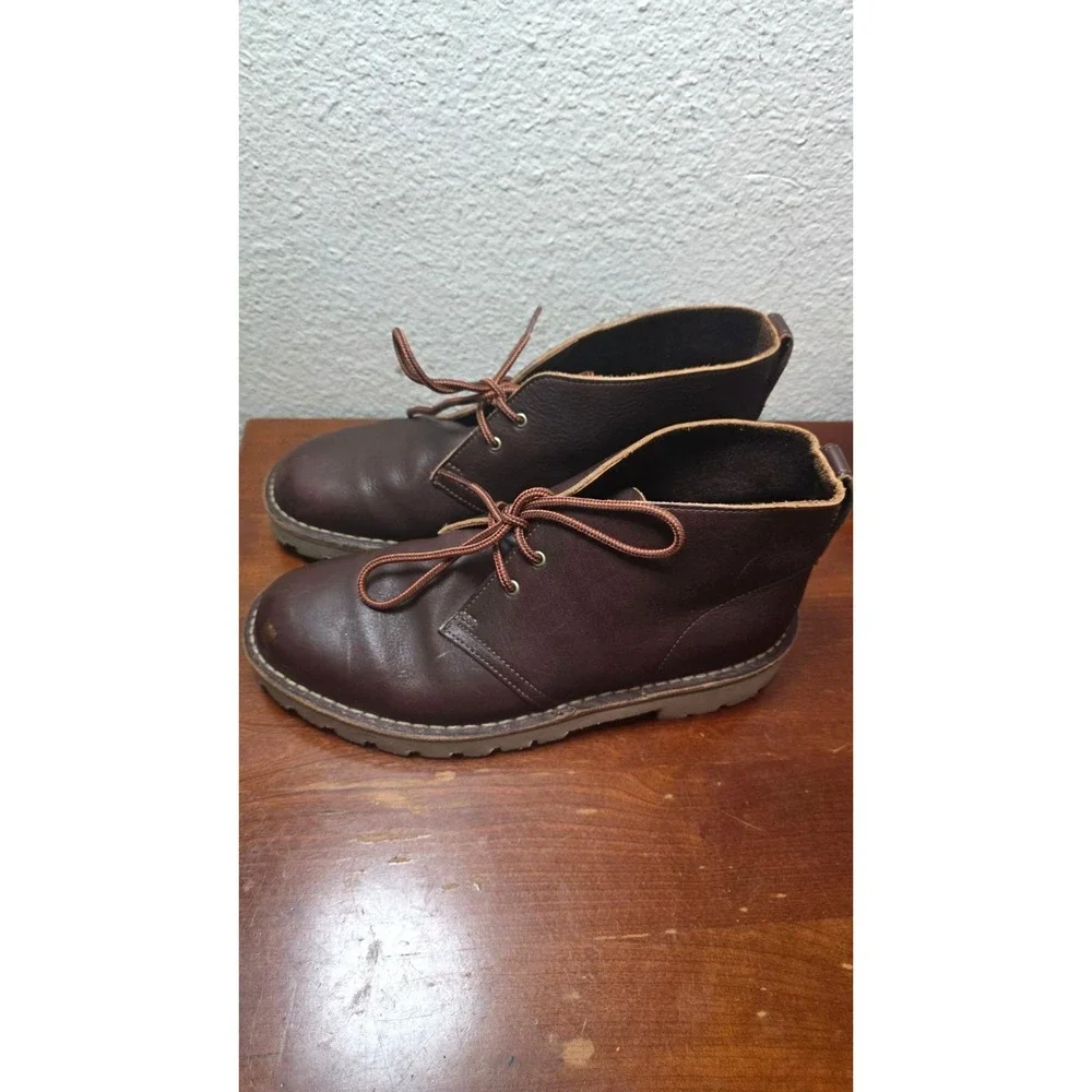 Clarks Men's Chocolate Brown Leather Ankle Chukka Boots Lace-Up Size 8.5 - Picture 4 of 8